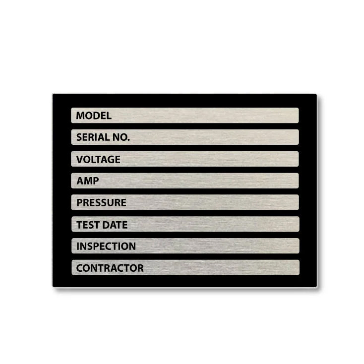 Equipment Data Plates (Metal)