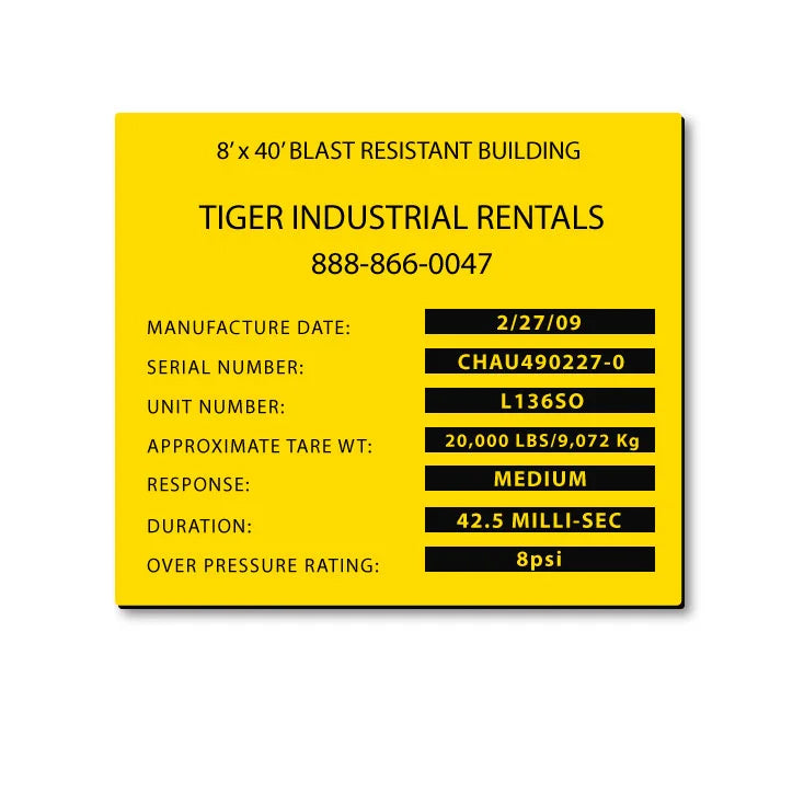 Equipment Data Plates (Plastic)